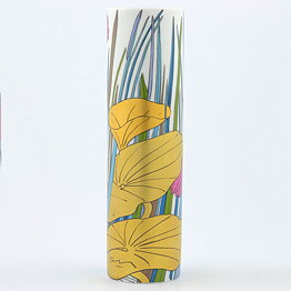 Alain le Foll (1962) Cylinder Vase with Water Lily Decor 23 cm