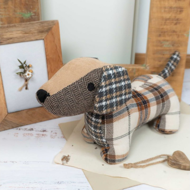 Doorstop Isabelle Rose Sausage Dog Checked - 2