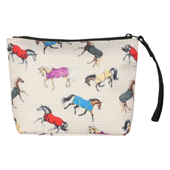 Sminkväska AWST Intl Hästmotiv Horses In Blankets Beige