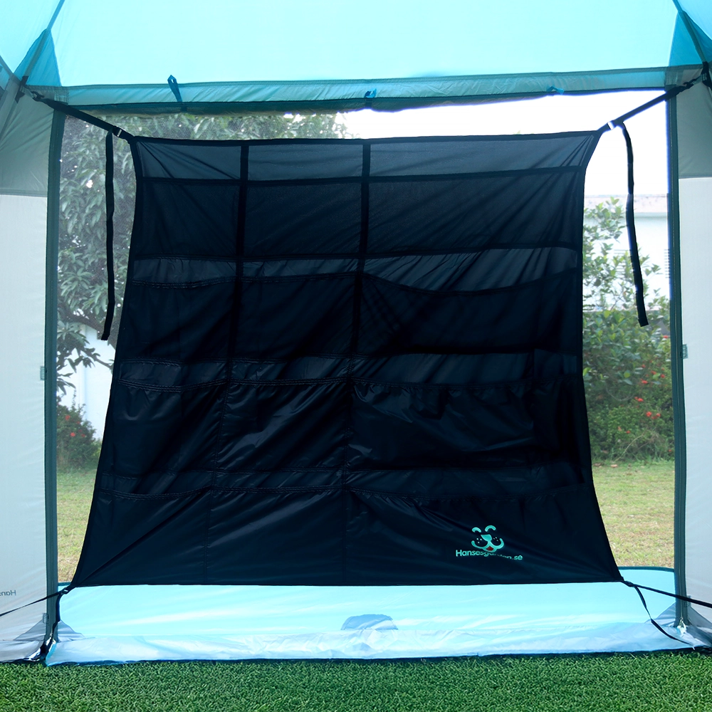 Fabric wall for storage on tent agility competition dog show