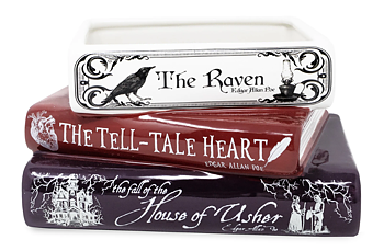 Steel Mill & Co UK : Edgar Allan Poe The Raven, The Tell-Tale Heart, The Fall of the House of Usher - Planter Stacked Books 