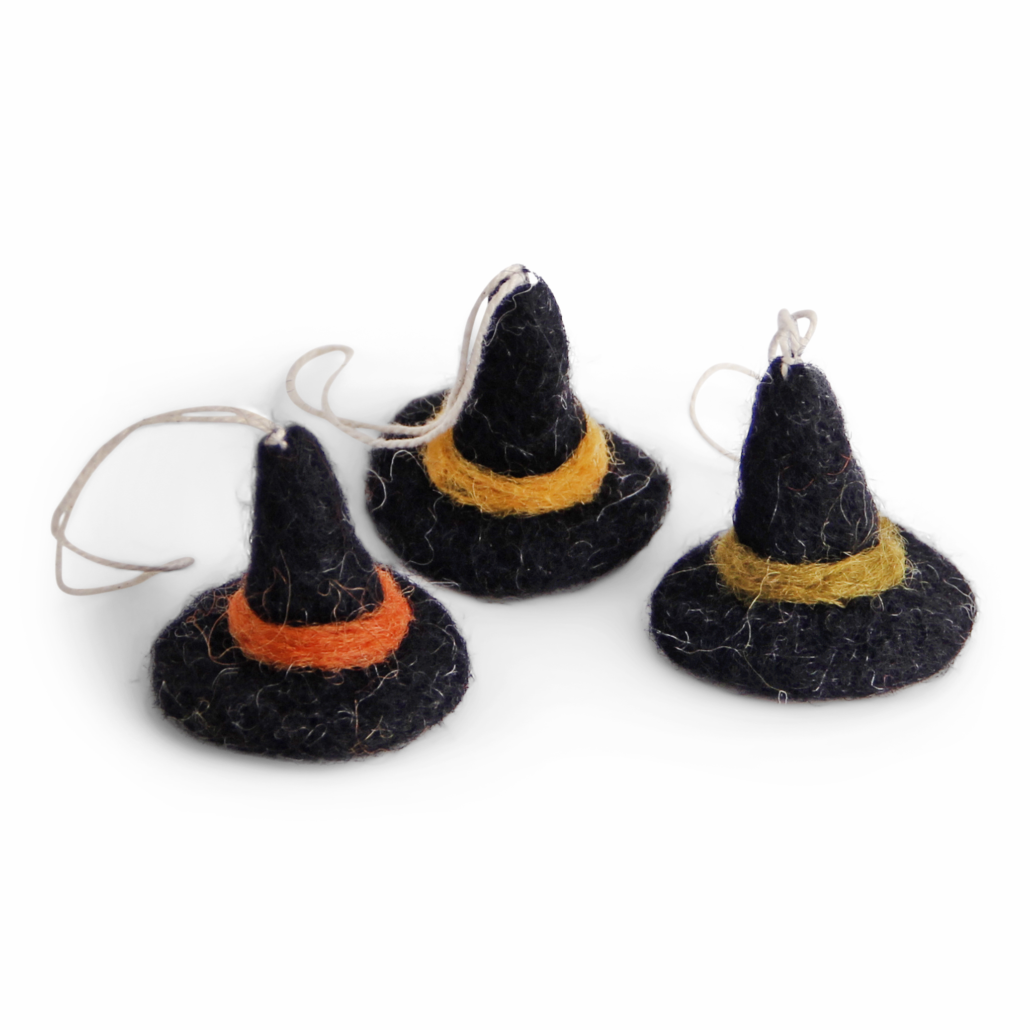 Halloween häxa hatt, set av 3, tovad ull