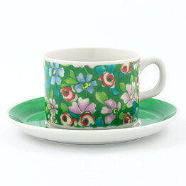 Helmer Ringström (Grön Flox 1961) Coffee Cup with Green Flower Decor 9 cm  [Sample Images] 
