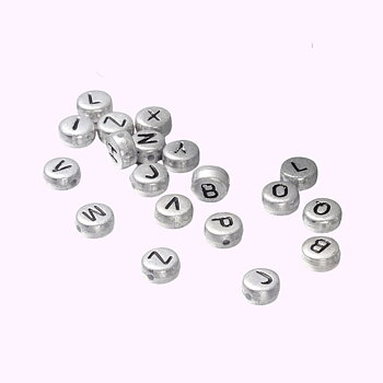 Bokstavspärlor ABC 7 mm silverfärgad mix 78 st