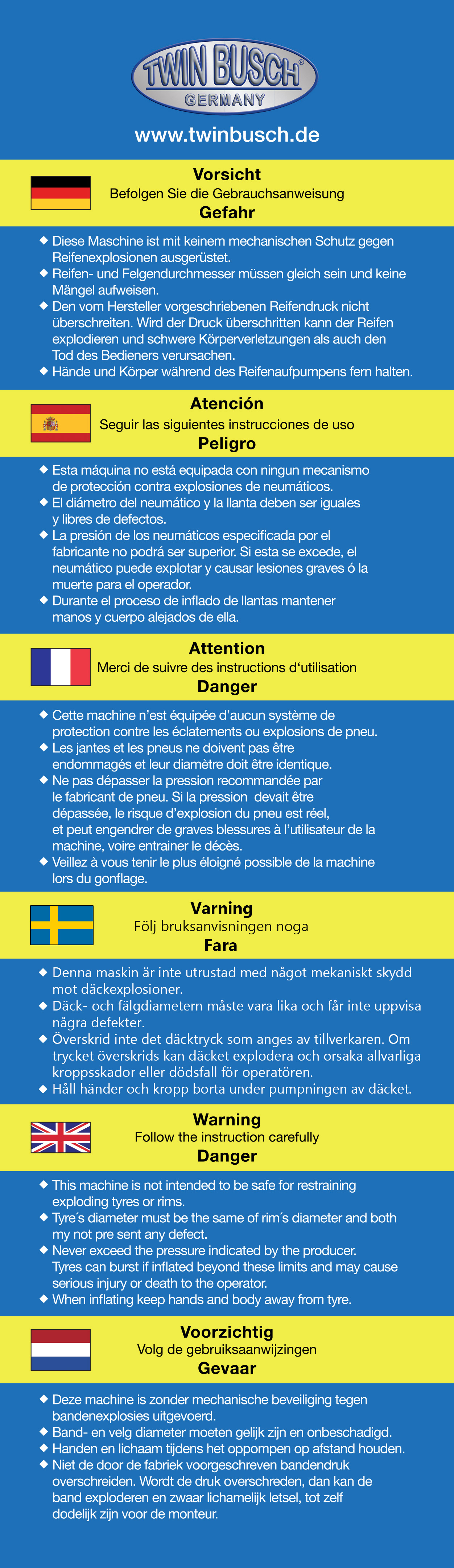 Dekal om säkerhet däckmaskin