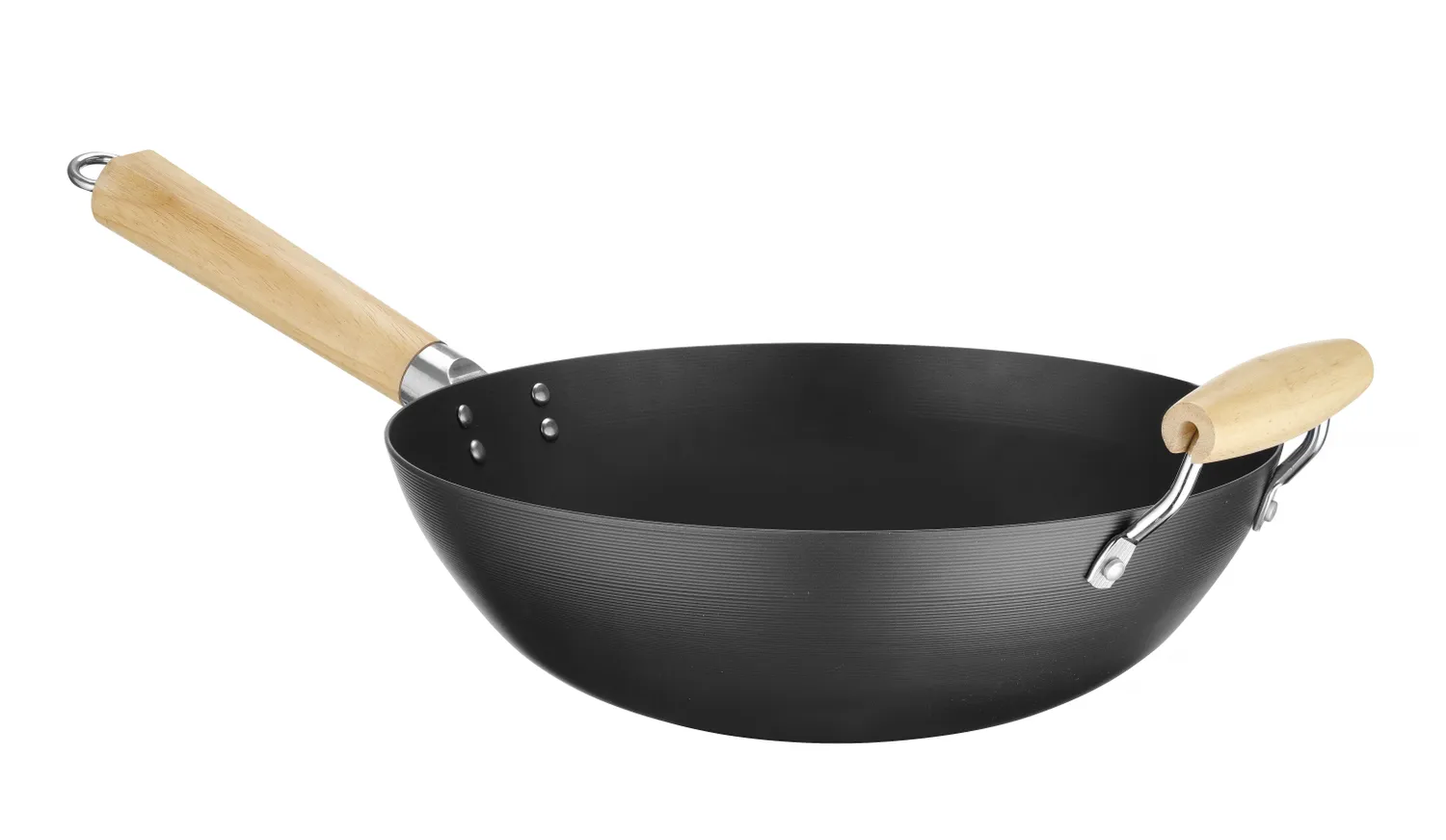Wokpanna med trähandtag - Ø 324x(H)160 - 2