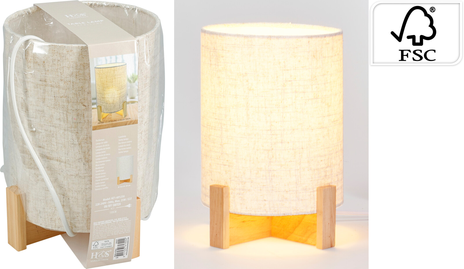 Bordslampa 24cm träbas