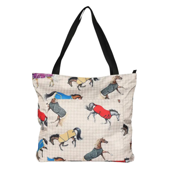 Tote Bag AWST Intl Horses In Blankets Beige - 2