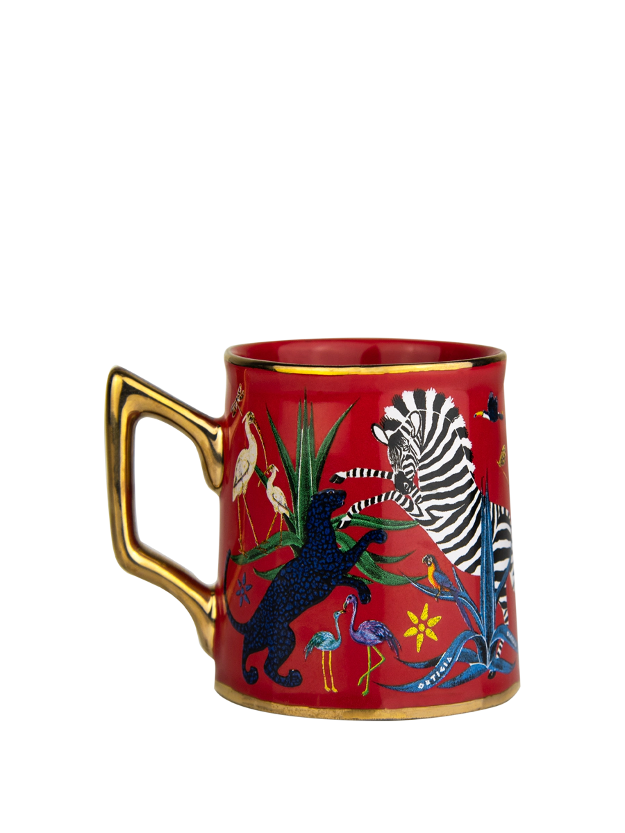 Ortigia Tazzina Jungle Ceramic Corallo