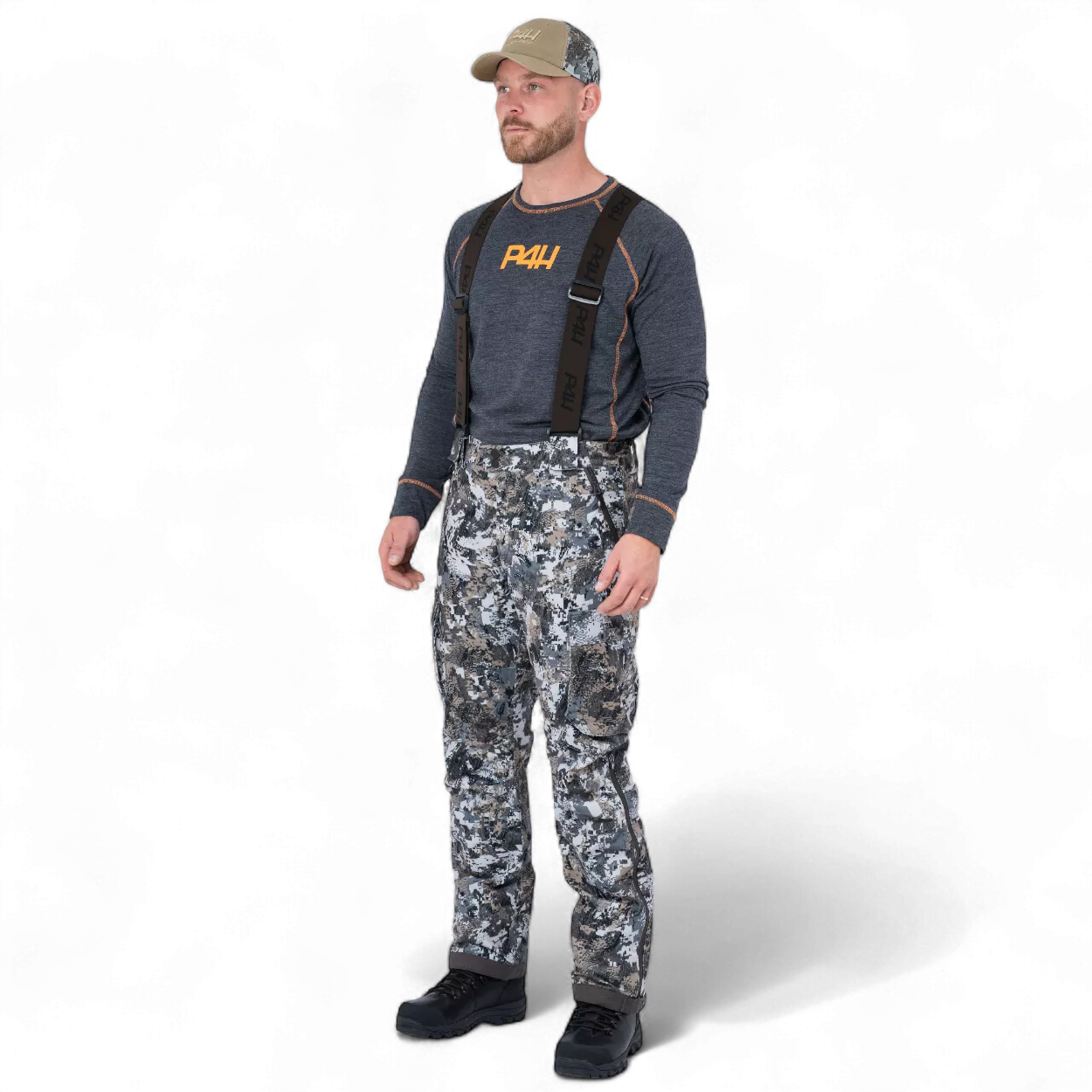P4H Recon XT Jaktbyxor Hängslen Grey Camo - 3