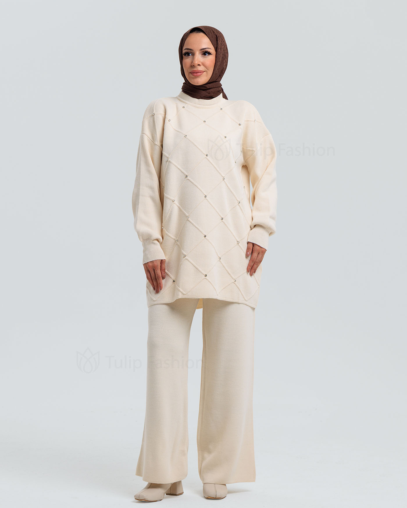 Tunic set with pants - Beige