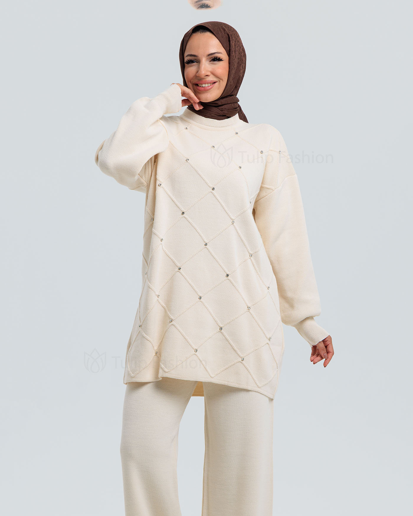 Tunic set with pants - Beige - 5