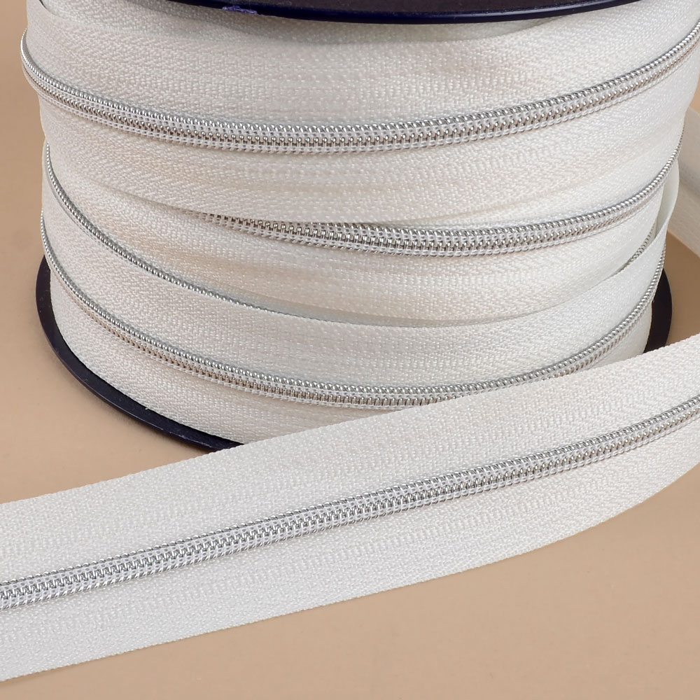 DRAGKEDJA/BLIXTLÅS - METERVARA 3MM WHITE/SILVER