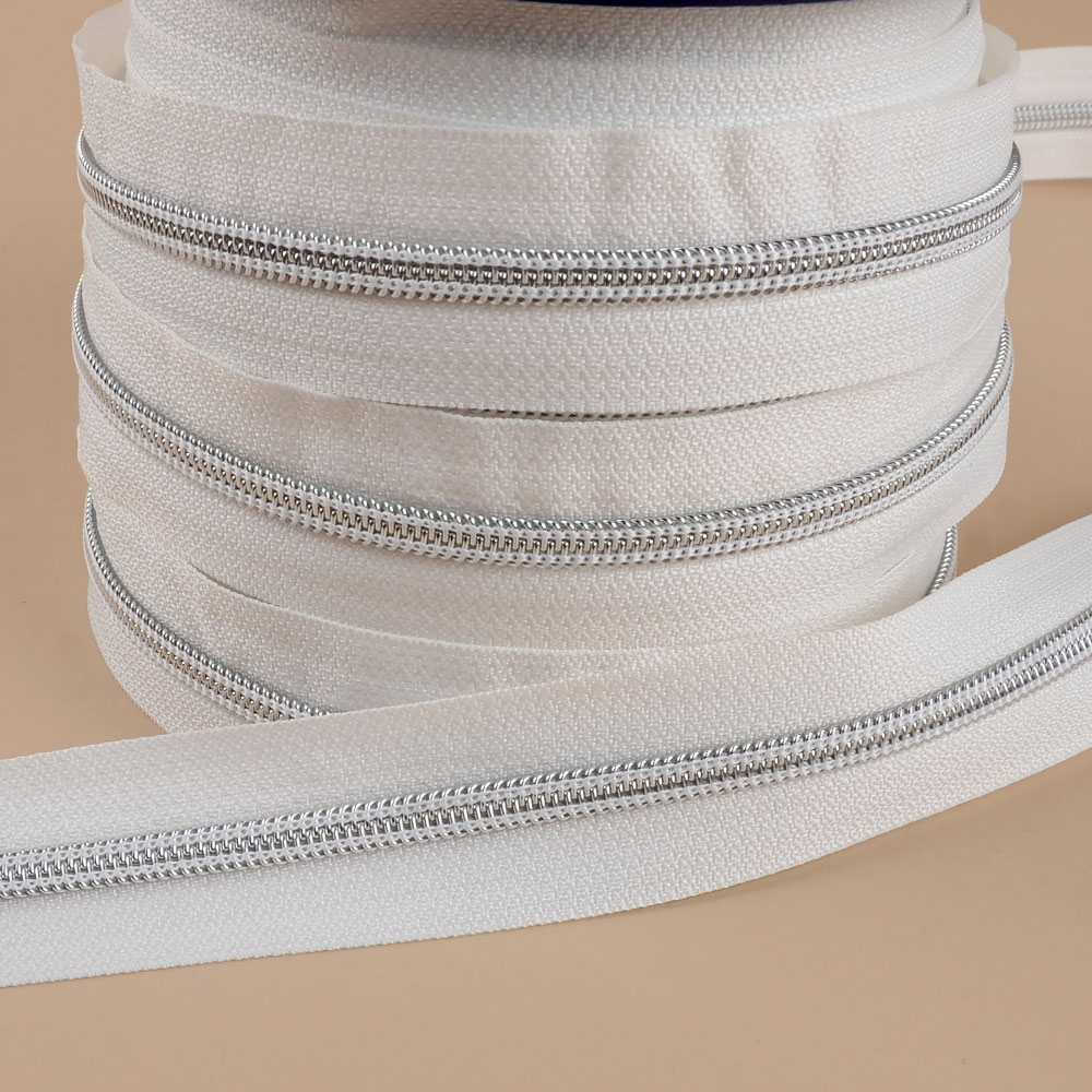  ZIPPER/ZIPPED - PER METERS 5MM WHITE/SILVER