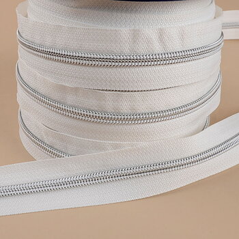  ZIPPER/ZIPPED - PER METERS 5MM WHITE/SILVER