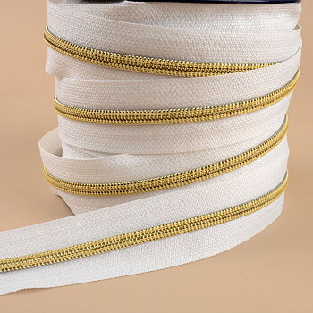  ZIPPER/ZIPPED - PER METERS 5MM WHITE/GOLD