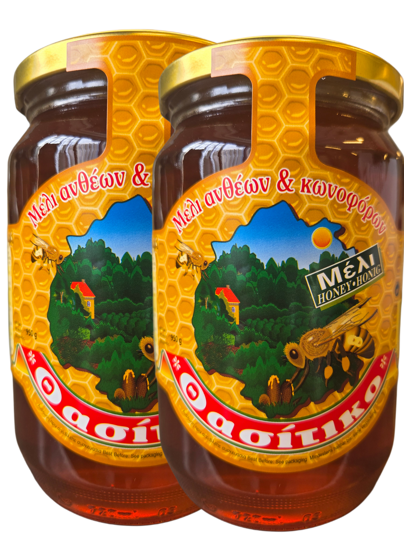 honey Thasitiko 950g. Flower &amp; conifer honey, 2pcs