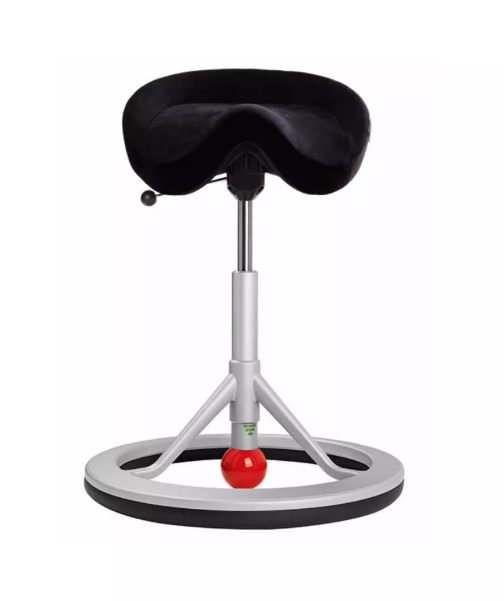 BackApp stol alcantara, silver, röd kula
