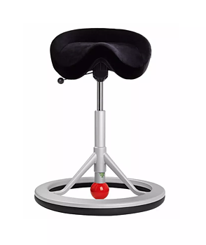 BackApp stol alcantara, silver, röd kula