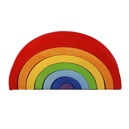 Regnbåge - regnbågsfärgad  tunnel  i trä från Bauspiel - 6 delar bredd 30 cm