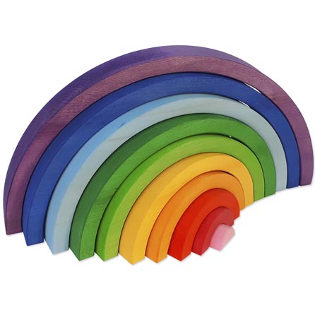 Regnbåge - regnbågsfärgad  tunnel  i trä från Bauspiel - 10 delar bredd 50  cm
