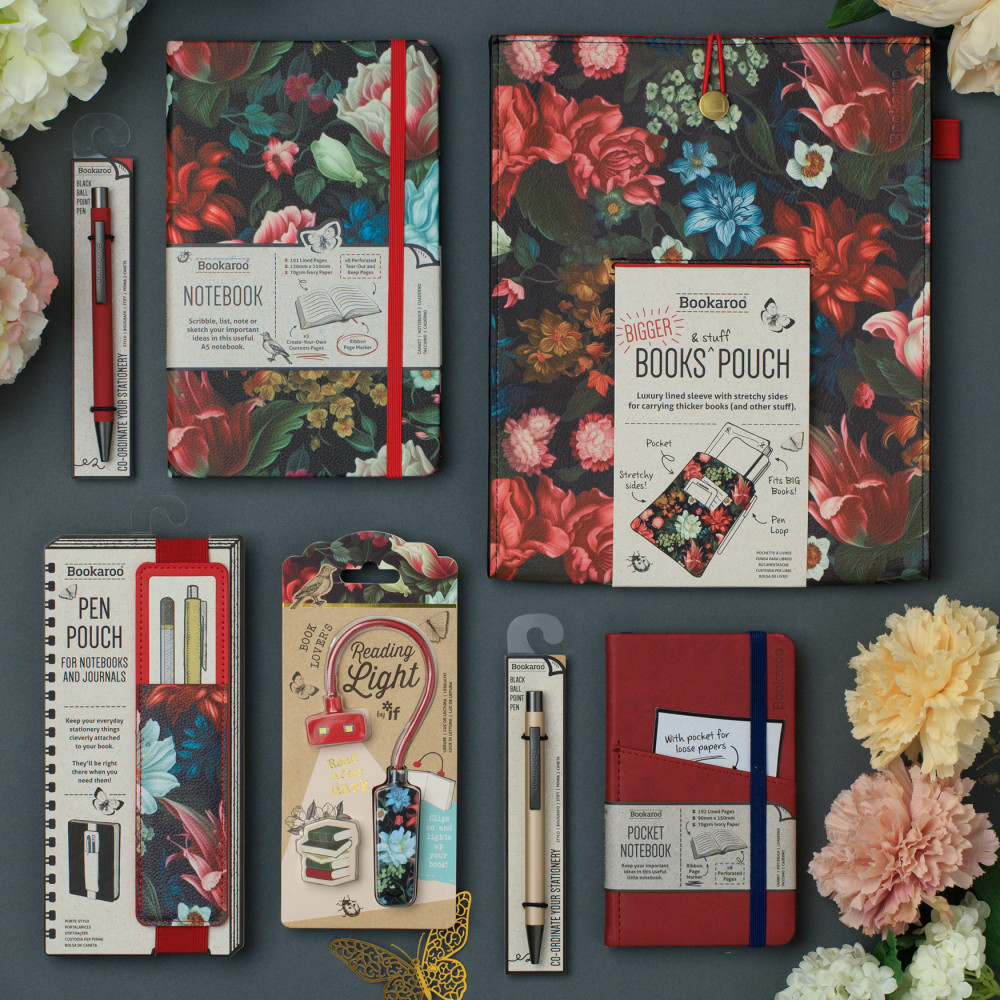 Bookaroo : Dark Floral Notebook A5 Vegan Leather  - Skrivbok A5 Linjerad med resårband - 3