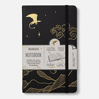 Bookaroo : Dragon Notebook A5 Vegan Leather  - Skrivbok A5 Linjerad med resårband