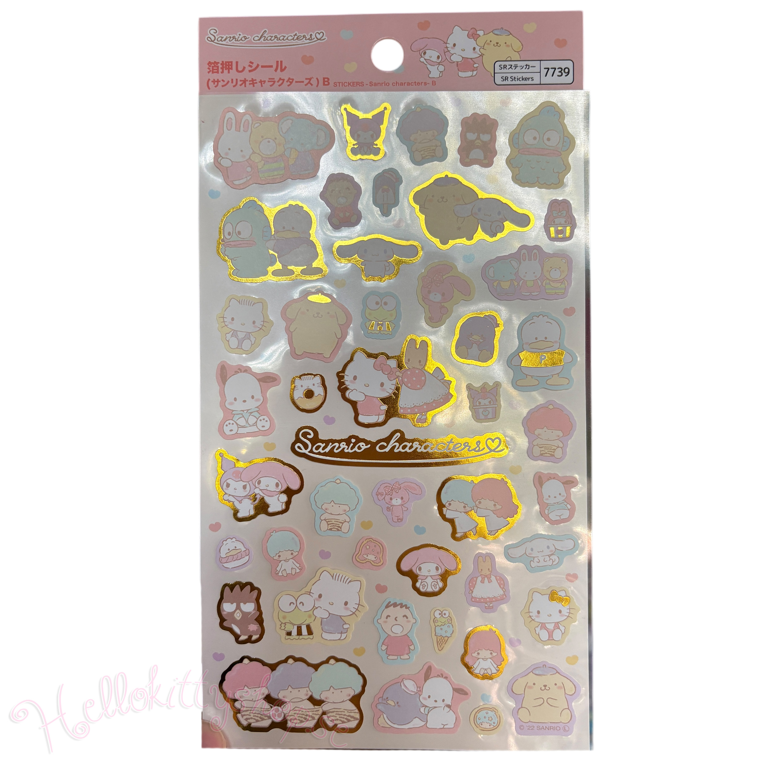 Sanrio Hello Kitty & Characters Stickers - Klistermärken med Guld detaljer - 2
