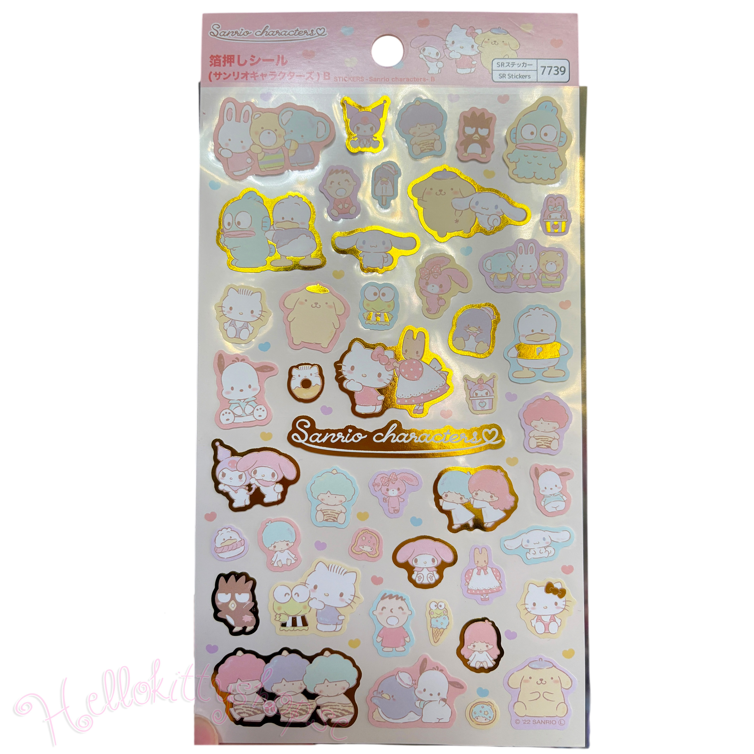 Sanrio Hello Kitty & Characters Stickers - Klistermärken med Guld detaljer - 6