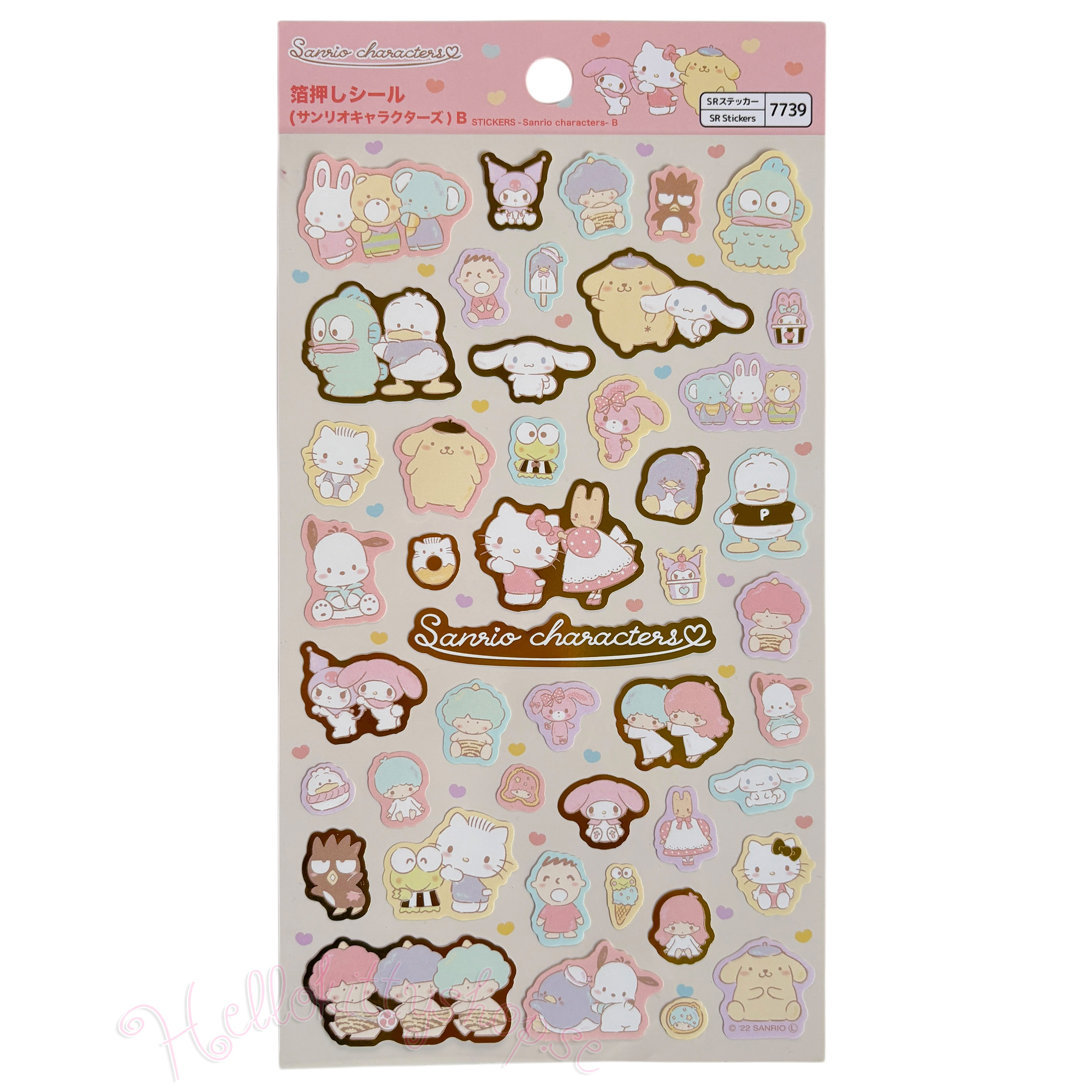 Sanrio Hello Kitty & Characters Stickers - Klistermärken med Guld detaljer