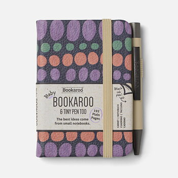 Bookaroo : Baby Pastels Cream Notebook A7 Vegan Leather  - Skrivbok A7 Olinjerad med resårband och minipenna - Perfekt storlek för handväskan!