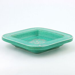Wilhelm Kåge (Argenta 1938) Quadratic Bowl with Silver Flowers Decor 21 cm