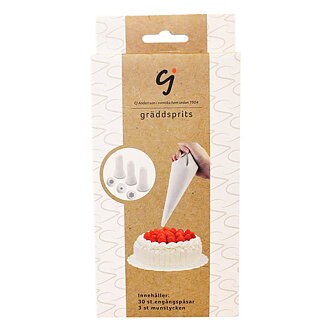 Gräddsprits, 30 plastpåsar, 3 munstycken