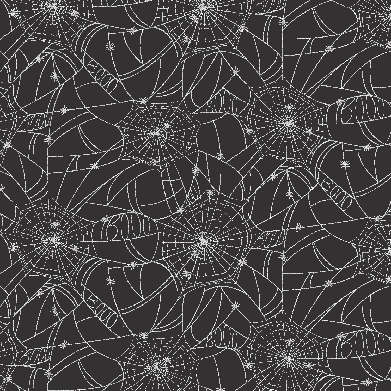 Tyg - Halloween - Spider Webs/Spindelnät - Black & Metallic Silver
