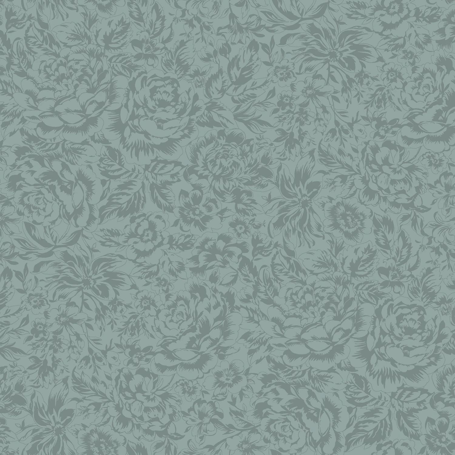 Tyg - Flannel - Blågrönt Tonal Floral