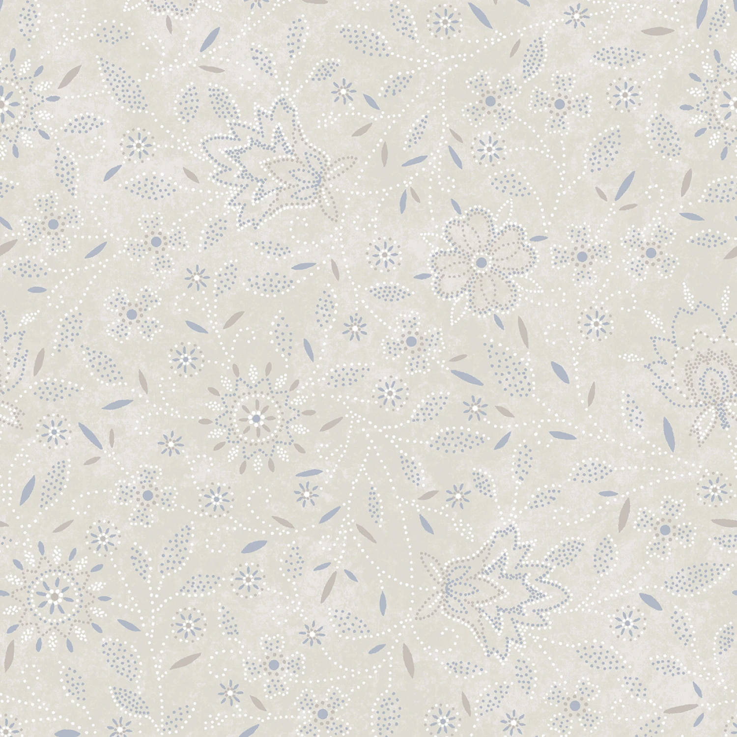 Tyg: Cream Floral - Patchwork Blue (30 x 110 cm)