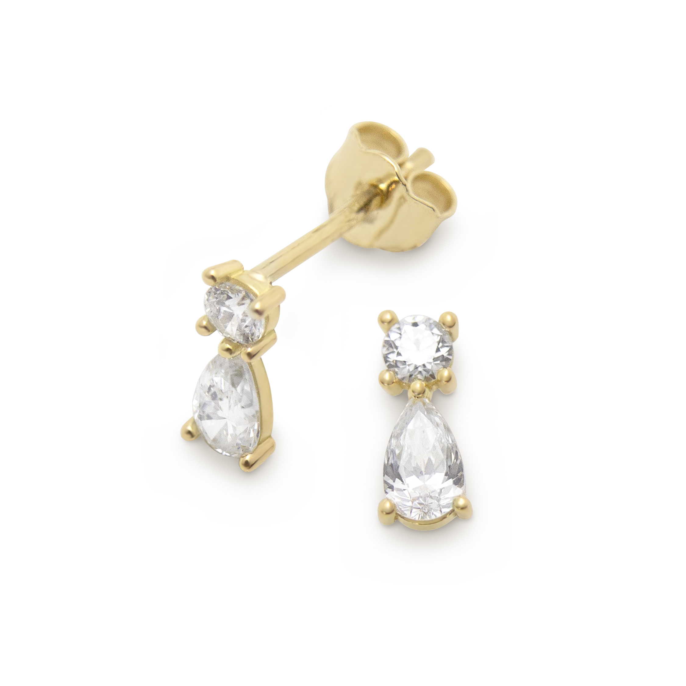 Gold earrings 18K DROPPFORM CZ