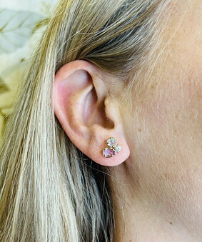 Gold earrings 18K CZ AMETIST TOPAS