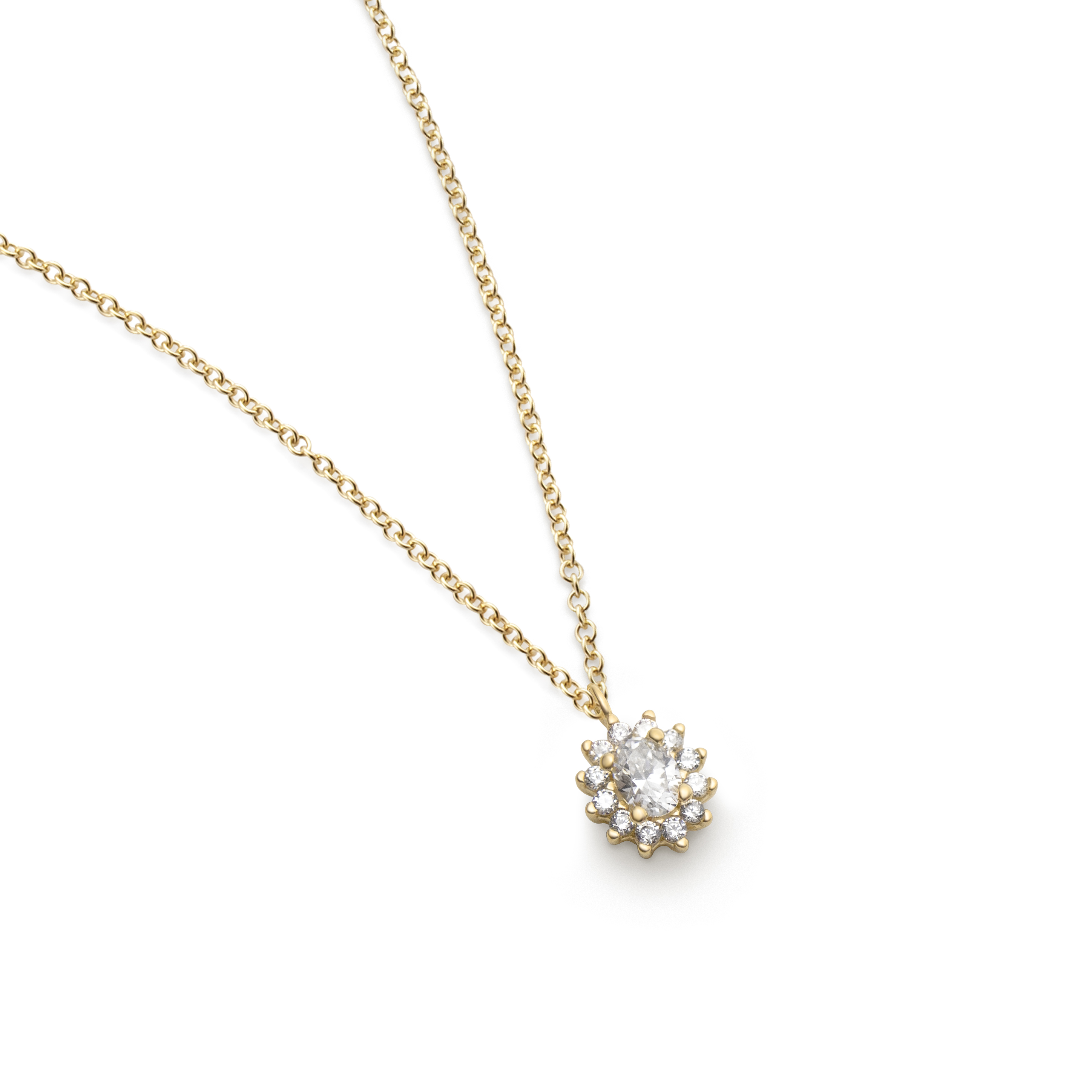 Kultainen kaulakoru 18K CZ CARMOSÉ OVAL