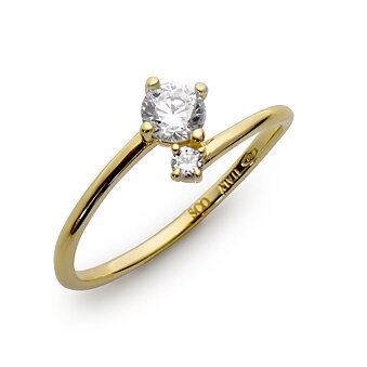 RING 18K CZ HVID 2 STEN STØRRELSE 54
