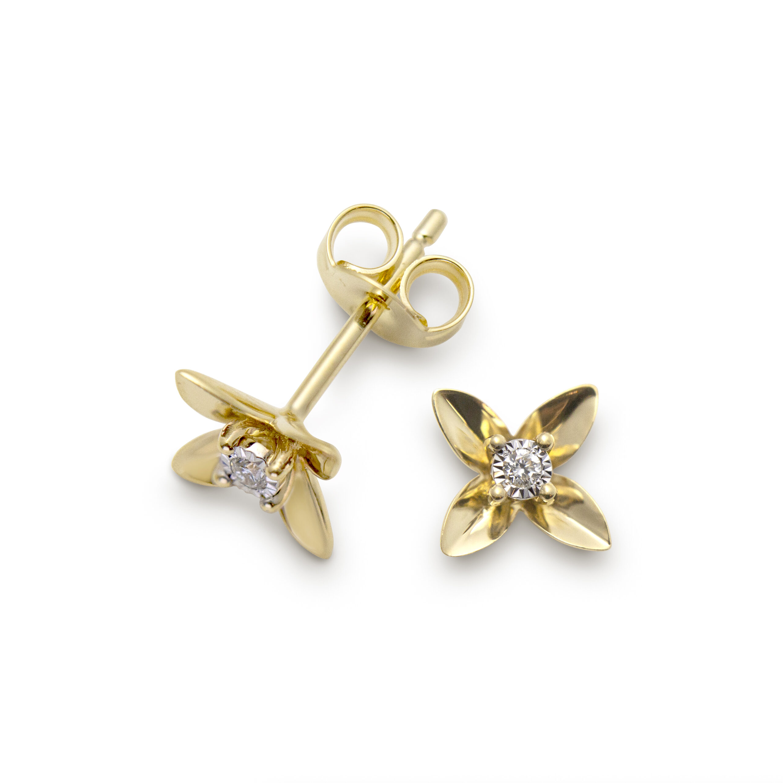 Kultaiset korvakorut 18K DIA 0,03CT SI FLOWER 18K DIA 0,03CT SI FLOWER