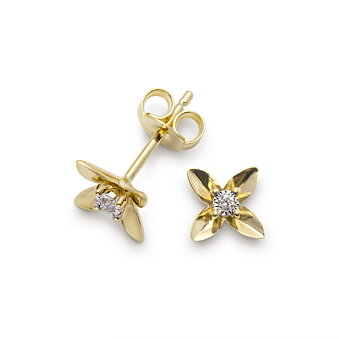 Kultaiset korvakorut 18K DIA 0,03CT SI FLOWER 18K DIA 0,03CT SI FLOWER