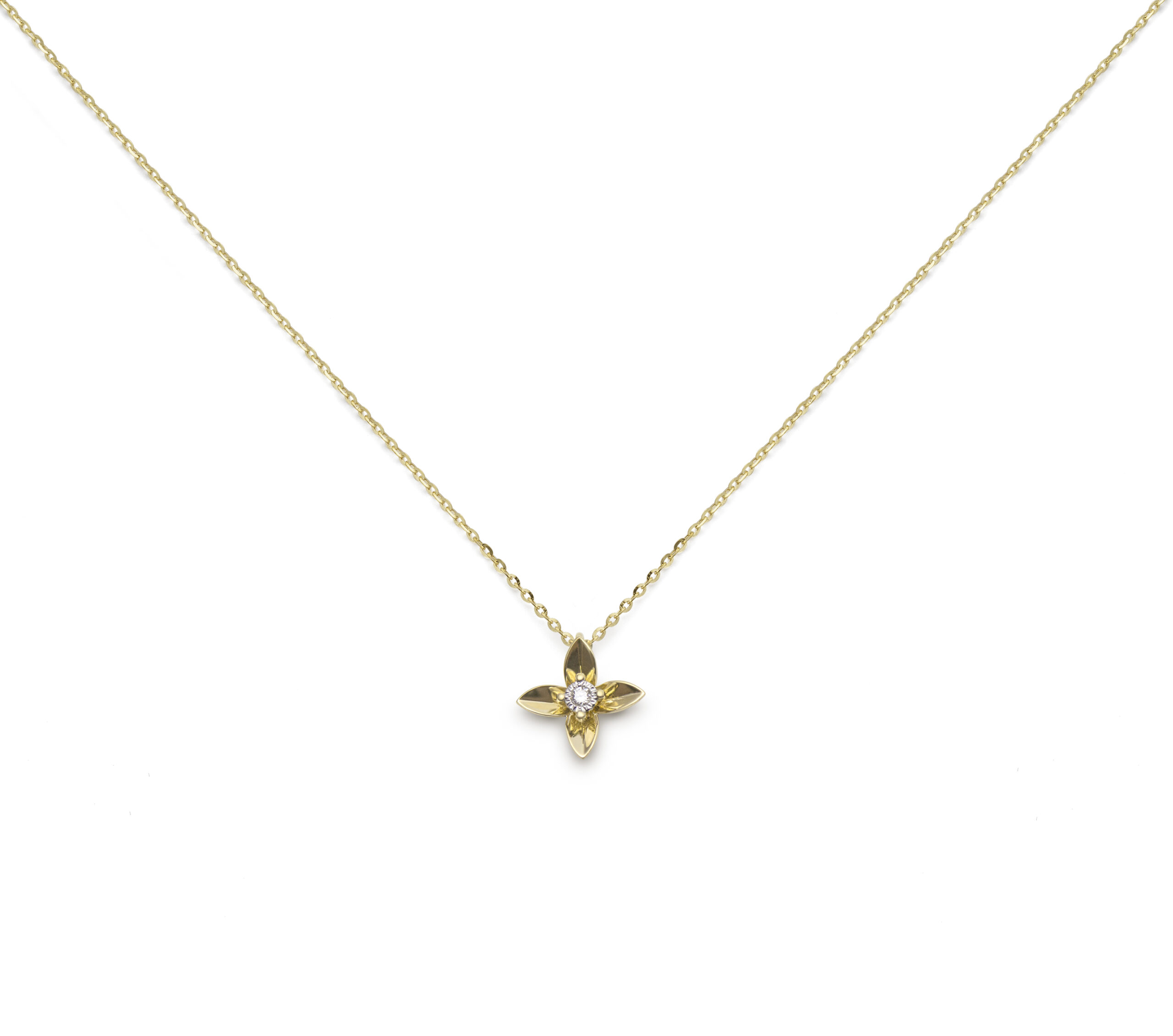 Kultainen kaulakoru 18K DIA 0,015CT SI FLOWER