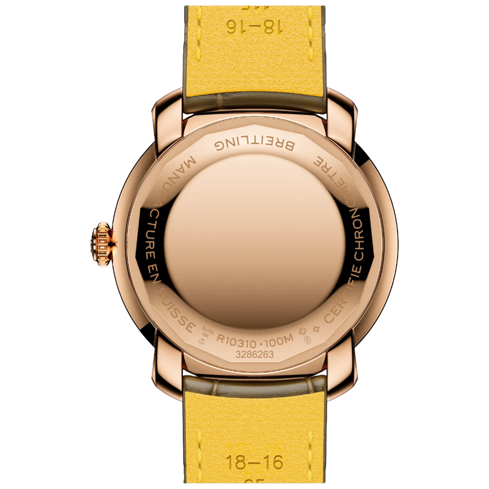 R10310121Q1P1 Breitling Lady Premier Automatic 36 guld brun baksida