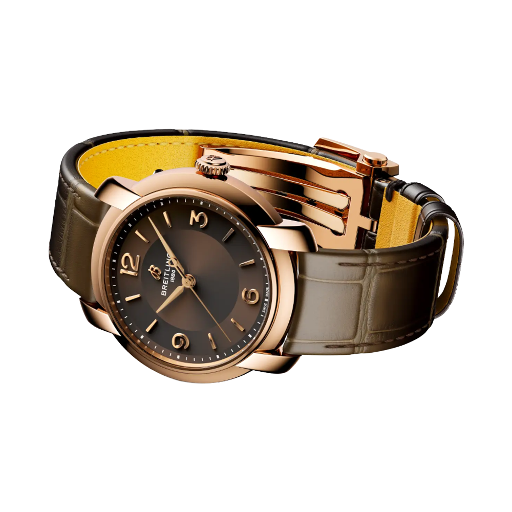 R10310121Q1P1 Breitling Lady Premier Automatic 36 guld brun sida