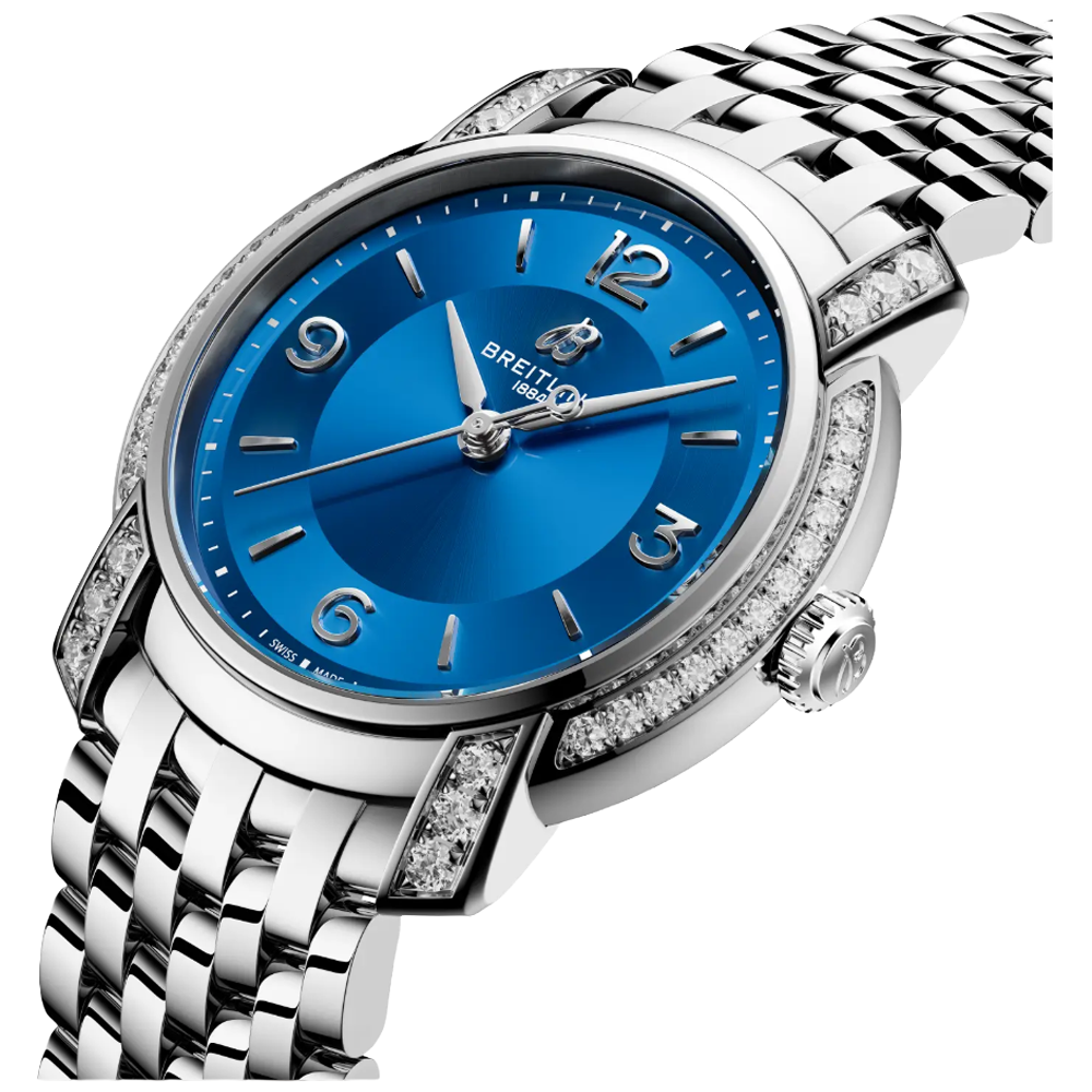 A77330671C1A1 Breitling Lady Premier 32 blå profil
