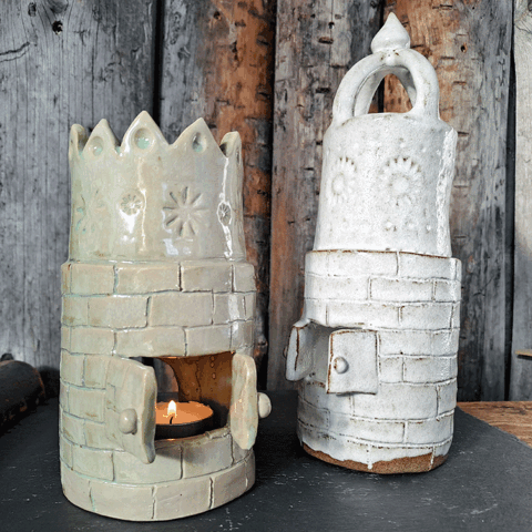Ljuslykta Kakelugn Grön/Vit, Hantverk, Jokkmokk design