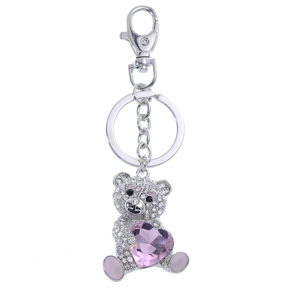 Nyckelring/Bag Charm Nalle M Rosa Hjärta