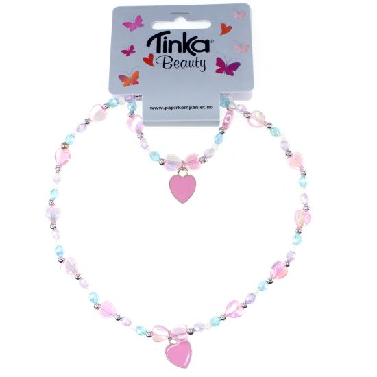Halskedja/Armband Rosa Hjärta - Tinka