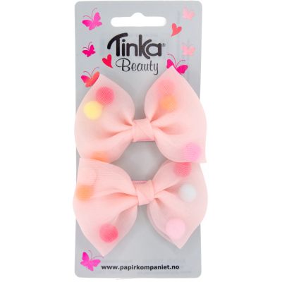 Hårclips Rosett M Pom Pom 2 st - Tinka